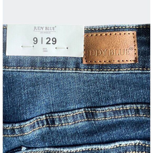 Judy Blue Womens Mid-Rise Distressed Skinny Jeans In Dark Blue Denim Size 9/29 - Picture 16 of 16